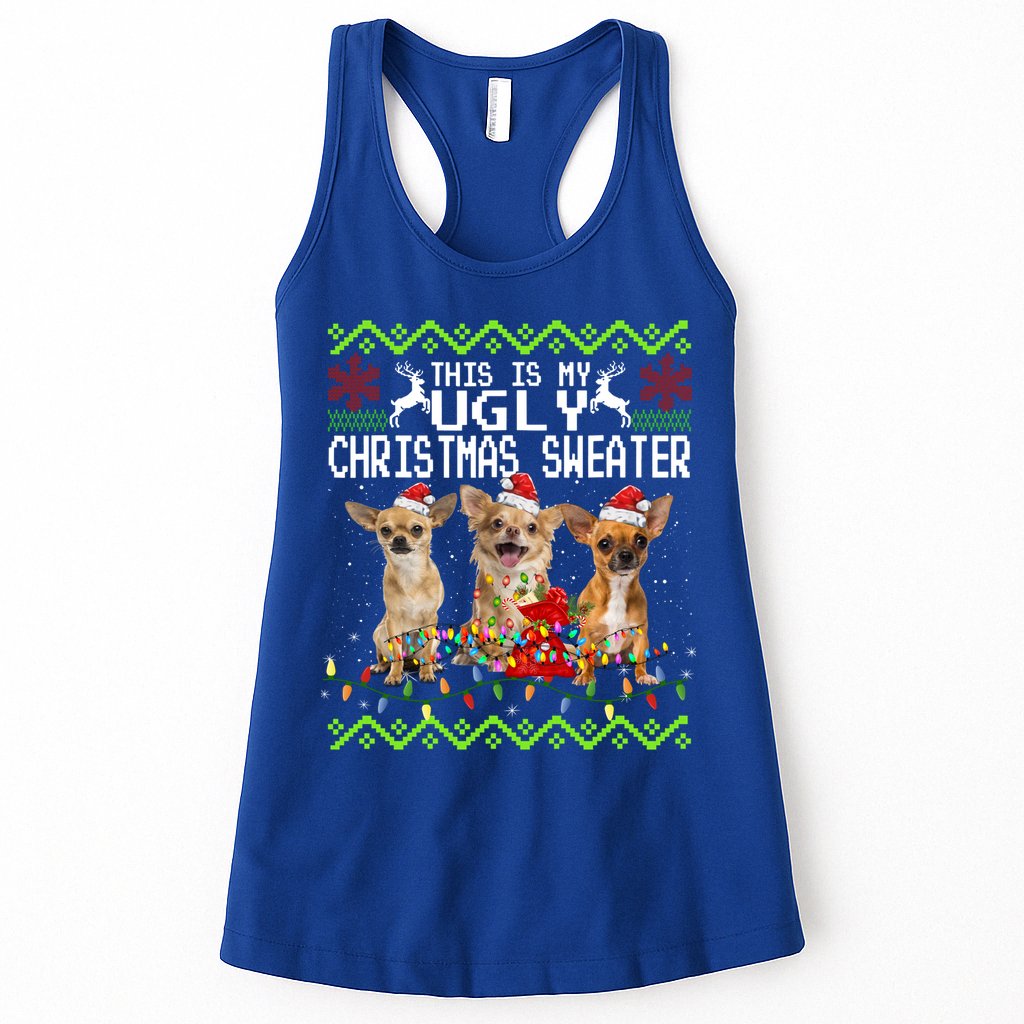 I Want A Chihuahua For Christmas Ugly Sweater Dog Xmasoutfit Cool Gift Womens Tank Top