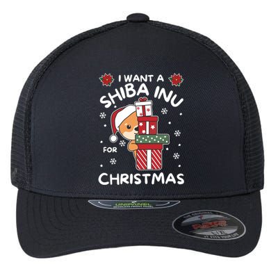 I Want A Shiba Inu For Christmas Cute Dogs Gift Flexfit Unipanel Trucker Cap