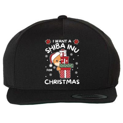 I Want A Shiba Inu For Christmas Cute Dogs Gift Wool Snapback Cap