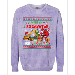 I Want A Excavator For Christmas Costume Driver Driving Gift Colorblast Crewneck Sweatshirt