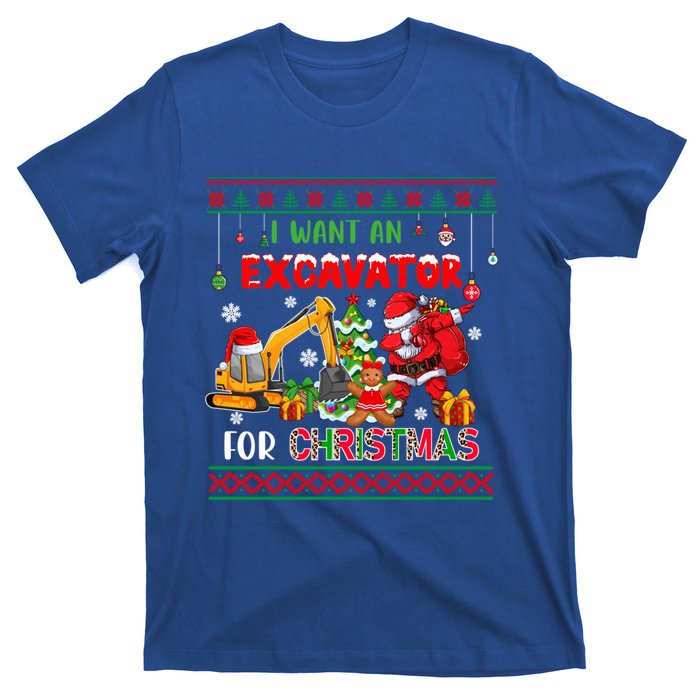 I Want A Excavator For Christmas Costume Driver Driving Gift T-Shirt