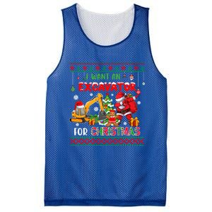 I Want A Excavator For Christmas Costume Driver Driving Gift Mesh Reversible Basketball Jersey Tank