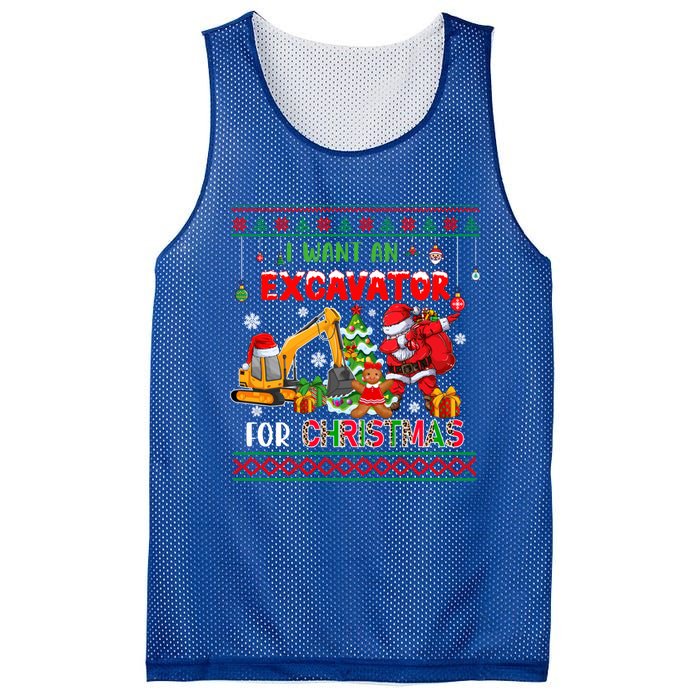 I Want A Excavator For Christmas Costume Driver Driving Gift Mesh Reversible Basketball Jersey Tank