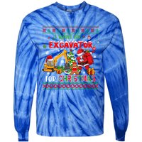 I Want A Excavator For Christmas Costume Driver Driving Gift Tie-Dye Long Sleeve Shirt