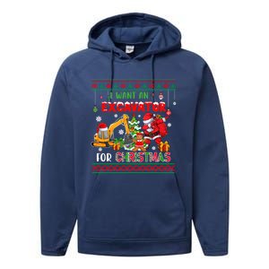 I Want A Excavator For Christmas Costume Driver Driving Gift Performance Fleece Hoodie