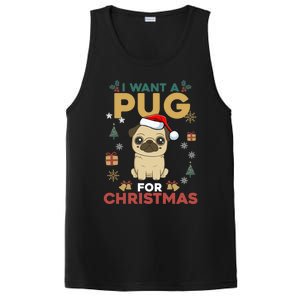 I Want A Pug For Christmas Cute Dog Lover Christmas Pajama Gift PosiCharge Competitor Tank