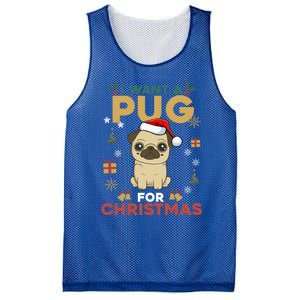 I Want A Pug For Christmas Cute Dog Lover Christmas Pajama Gift Mesh Reversible Basketball Jersey Tank