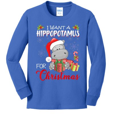 I Want A Hippopotamus For Christmas Xmas Hippo Great Gift Kids Long Sleeve Shirt