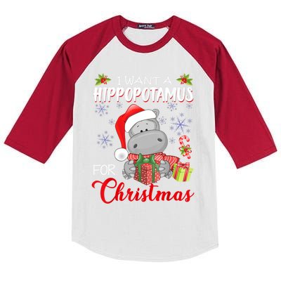 I Want A Hippopotamus For Christmas Xmas Hippo Great Gift Kids Colorblock Raglan Jersey