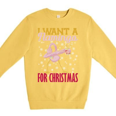 I Want A Flamingo For Christmas Christmas Light Cute Gift Premium Crewneck Sweatshirt