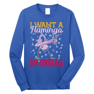 I Want A Flamingo For Christmas Christmas Light Cute Gift Long Sleeve Shirt