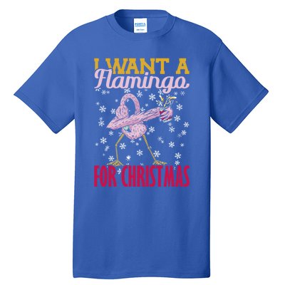 I Want A Flamingo For Christmas Christmas Light Cute Gift Tall T-Shirt