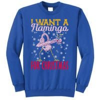 I Want A Flamingo For Christmas Christmas Light Cute Gift Tall Sweatshirt