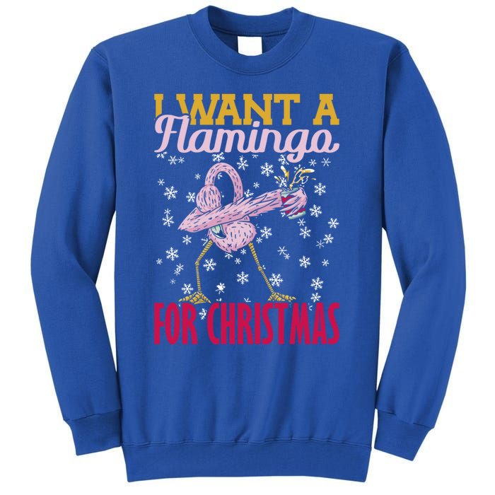 I Want A Flamingo For Christmas Christmas Light Cute Gift Tall Sweatshirt