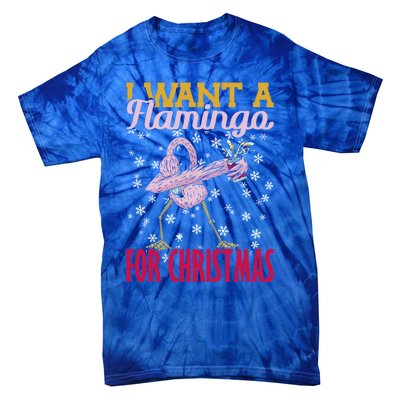 I Want A Flamingo For Christmas Christmas Light Cute Gift Tie-Dye T-Shirt