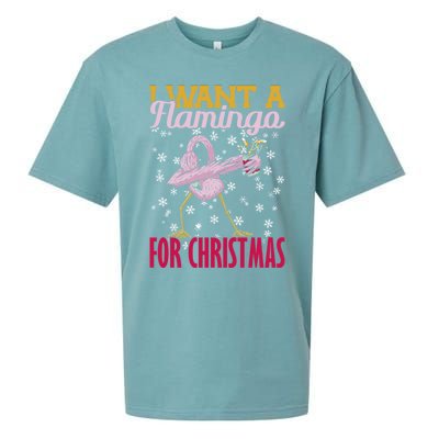 I Want A Flamingo For Christmas Christmas Light Cute Gift Sueded Cloud Jersey T-Shirt