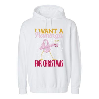 I Want A Flamingo For Christmas Christmas Light Cute Gift Garment-Dyed Fleece Hoodie