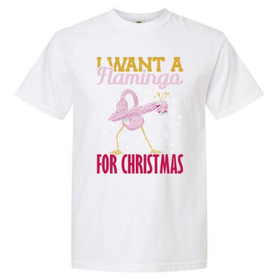 I Want A Flamingo For Christmas Christmas Light Cute Gift Garment-Dyed Heavyweight T-Shirt