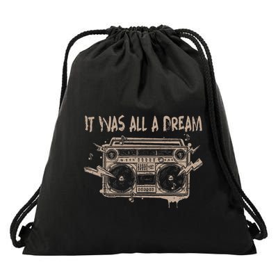 It Was All A Dreams Distressed Cassette Music Dreams Game Drawstring Bag