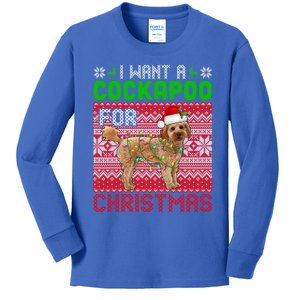 I Want A Cockapoo For Christmas Santa Dog Lover Owner Gift Kids Long Sleeve Shirt