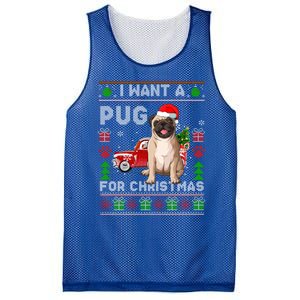 I Want A Pug For Christmas Ugly Sweater Dog Xmas Outfit Gift Mesh Reversible Basketball Jersey Tank