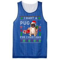 I Want A Pug For Christmas Ugly Sweater Dog Xmas Outfit Gift Mesh Reversible Basketball Jersey Tank