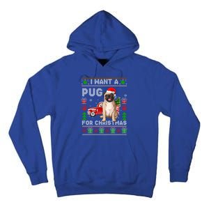 I Want A Pug For Christmas Ugly Sweater Dog Xmas Outfit Gift Tall Hoodie