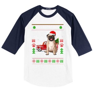 I Want A Pug For Christmas Ugly Sweater Dog Xmas Outfit Gift Baseball Sleeve Shirt