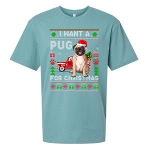 I Want A Pug For Christmas Ugly Sweater Dog Xmas Outfit Gift Sueded Cloud Jersey T-Shirt