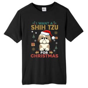 I Want A Shih Tzu For Christmas Cute Dog Lover Family Pajama Meaningful Gift Tall Fusion ChromaSoft Performance T-Shirt