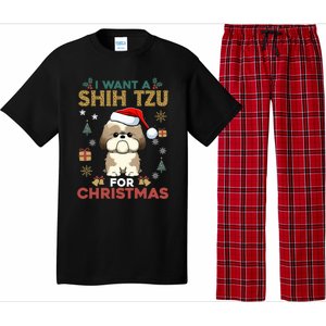 I Want A Shih Tzu For Christmas Cute Dog Lover Family Pajama Meaningful Gift Pajama Set