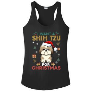 I Want A Shih Tzu For Christmas Cute Dog Lover Family Pajama Meaningful Gift Ladies PosiCharge Competitor Racerback Tank