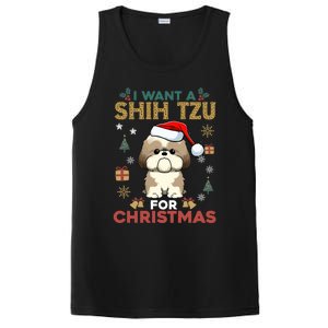 I Want A Shih Tzu For Christmas Cute Dog Lover Family Pajama Meaningful Gift PosiCharge Competitor Tank