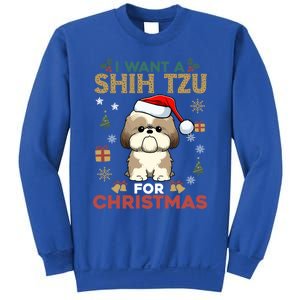 I Want A Shih Tzu For Christmas Cute Dog Lover Family Pajama Meaningful Gift Sweatshirt