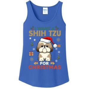 I Want A Shih Tzu For Christmas Cute Dog Lover Family Pajama Meaningful Gift Ladies Essential Tank