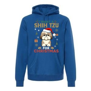 I Want A Shih Tzu For Christmas Cute Dog Lover Family Pajama Meaningful Gift Premium Hoodie