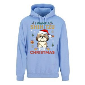 I Want A Shih Tzu For Christmas Cute Dog Lover Family Pajama Meaningful Gift Unisex Surf Hoodie