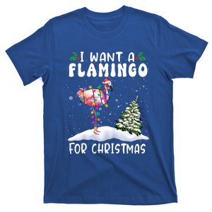 I Want A Flamingo For Christmas Santa Hat Funny Xmas Gift T-Shirt