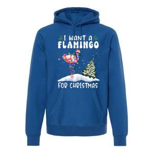 I Want A Flamingo For Christmas Santa Hat Funny Xmas Gift Premium Hoodie