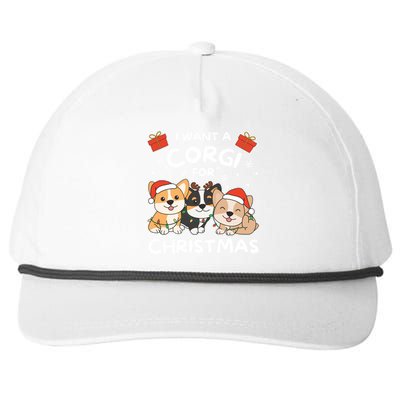 I Want A Corgi For Christmas Cute Dogs Cute Gift Snapback Five-Panel Rope Hat