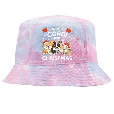 I Want A Corgi For Christmas Cute Dogs Cute Gift Tie-Dyed Bucket Hat