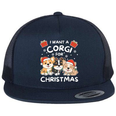 I Want A Corgi For Christmas Cute Dogs Cute Gift Flat Bill Trucker Hat