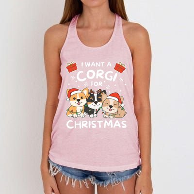 I Want A Corgi For Christmas Cute Dogs Cute Gift Women's Knotted Racerback Tank