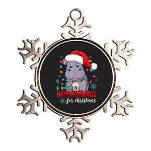 I Want A Hippopotamus For Christmas Cute Christmas Costume Metallic Star Ornament