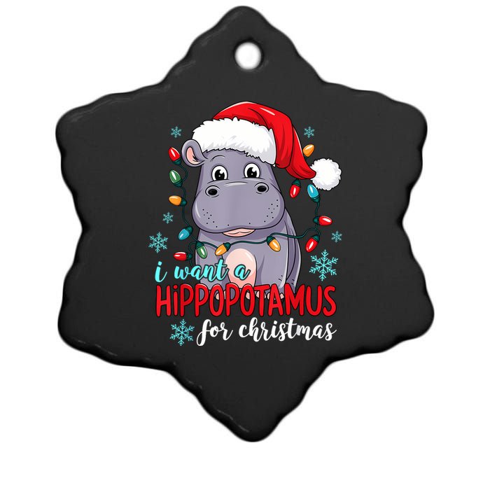 I Want A Hippopotamus For Christmas Cute Christmas Costume Ceramic Star Ornament