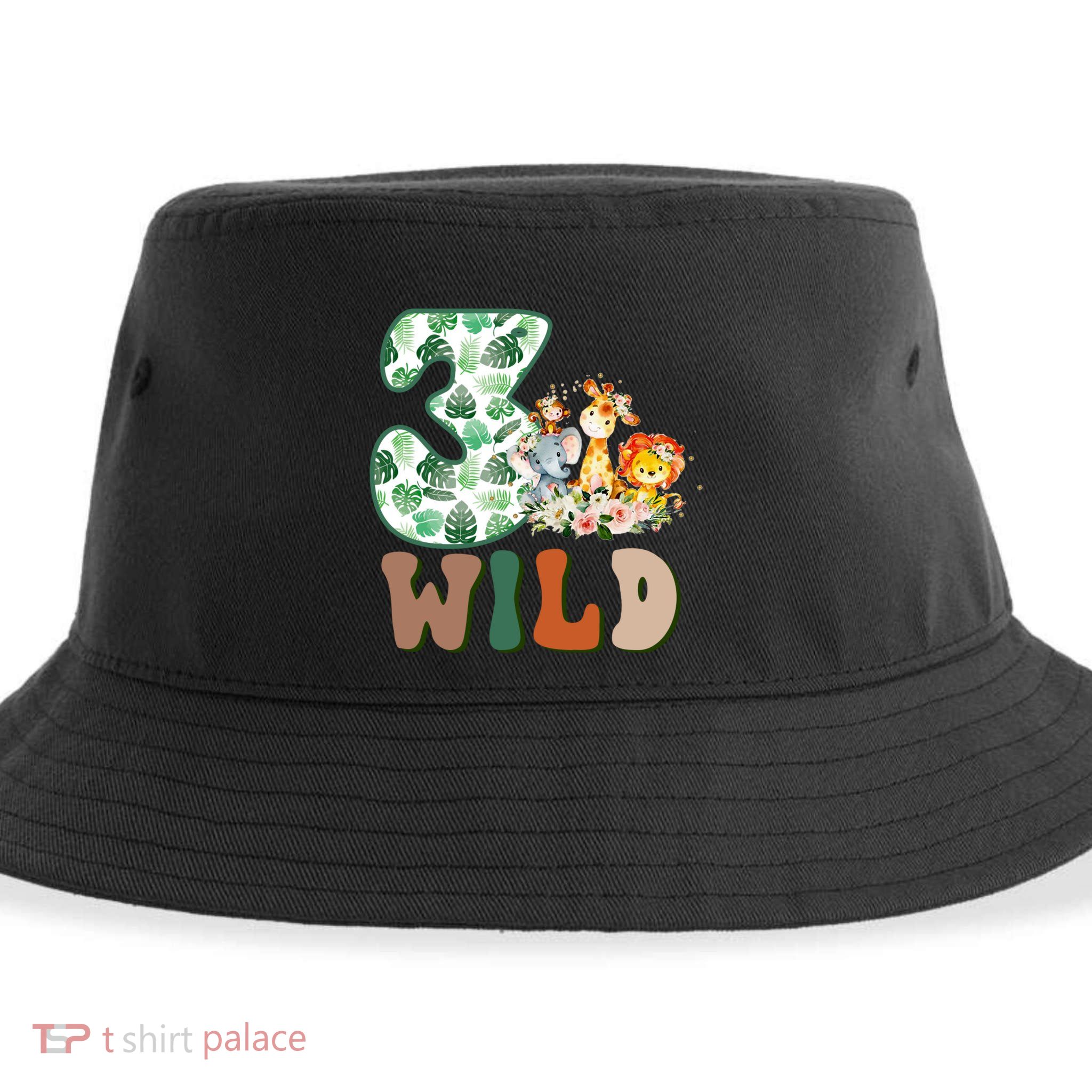 Im Wild And 3 Birthday Safari Jungle Zoo 3rd Bday Three Gift Sustainable Bucket Hat