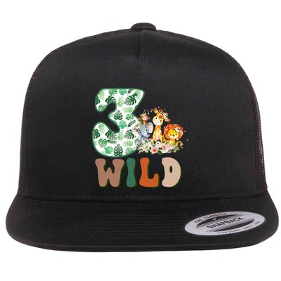 Im Wild And 3 Birthday Safari Jungle Zoo 3rd Bday Three Gift Flatbill Hat