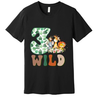 Im Wild And 3 Birthday Safari Jungle Zoo 3rd Bday Three Gift Premium T-Shirt