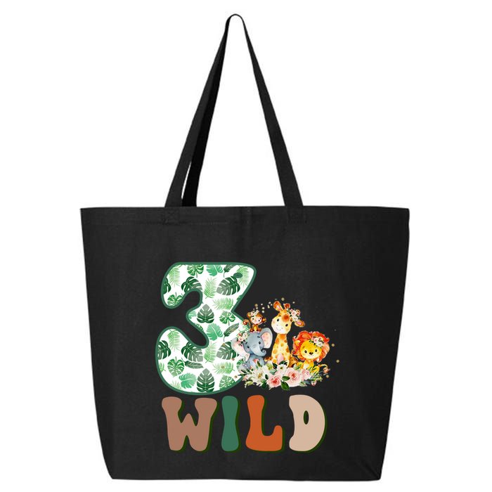 Im Wild And 3 Birthday Safari Jungle Zoo 3rd Bday Three Gift 25L Jumbo Tote