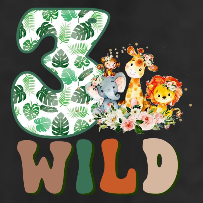 Im Wild And 3 Birthday Safari Jungle Zoo 3rd Bday Three Gift 25L Jumbo Tote